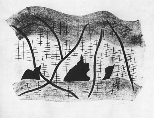 Alexander Camaro: Die Wege im Gebirge, aus: Aufzeichnungen eines Geheimagenten, 1953, Lithographie